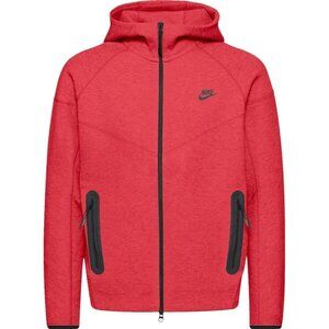 Nike Tech Fleece Windrunner Men's M Full-Zip Red Heather Black Hoodie FB7921-672